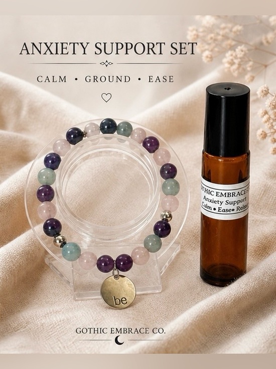 Hand Crafted Other - Gothic Embrace Anxiety Support Bracelet & Essential Oil Set Calm Ground Healing